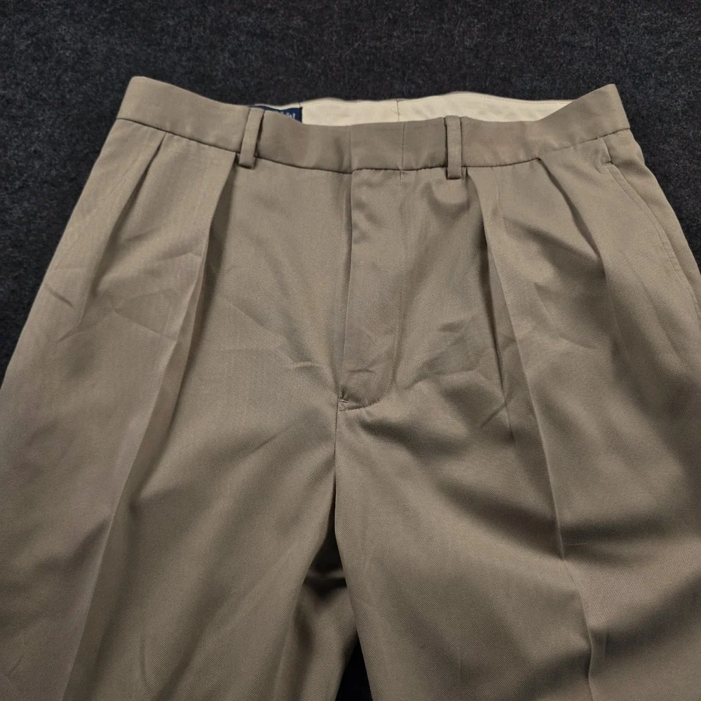 Polo Ralph Lauren Mens (Fits 32x28) Khaki Tan Pleated Pants Chino Trousers 32x30
